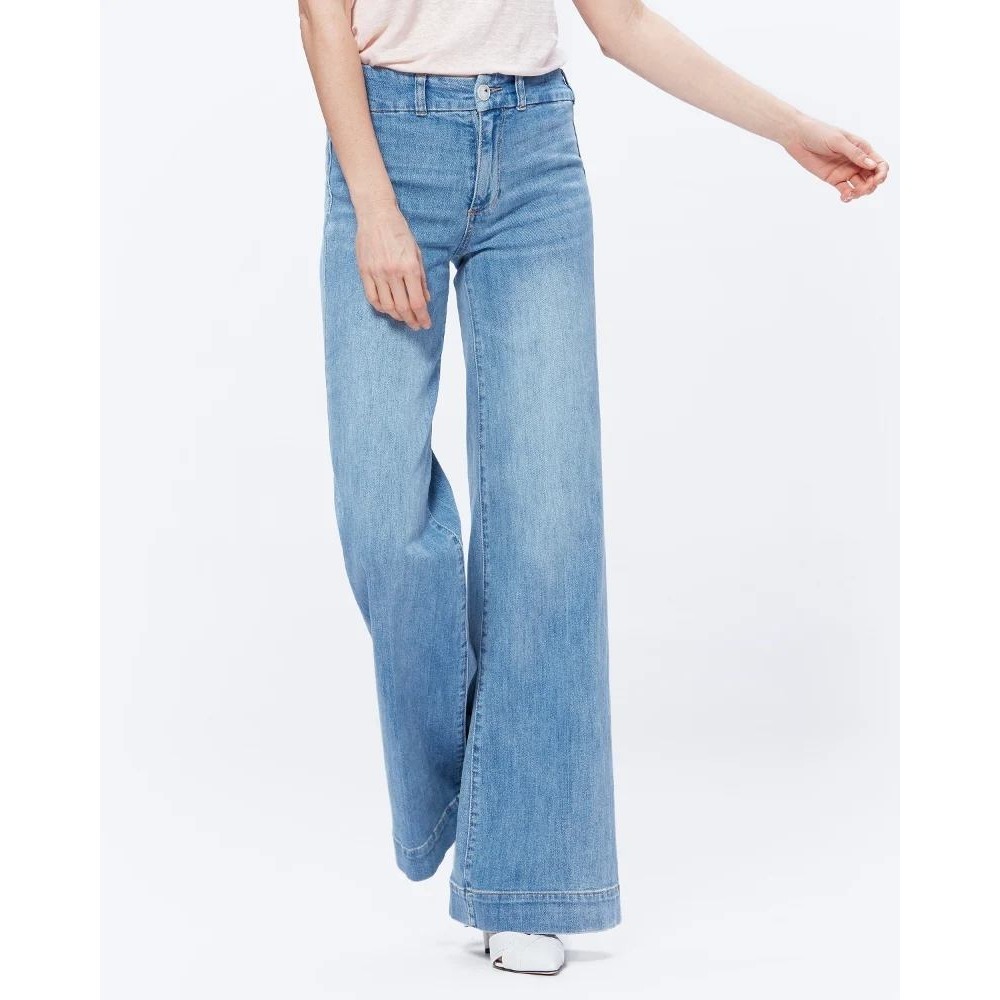 Paige Sutton Curved Waistband Remedy Jeans Women 27 Blue Wide Leg High Rise